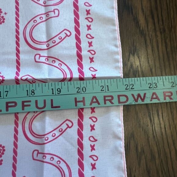 White and Pink Bandana with Horseshoe Design. Cowgirl. Retro. Poly scarf. NWOT - Picture 5 of 6